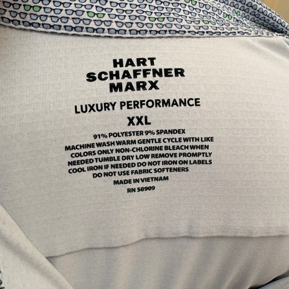 Hart Schaffner Marx Mens XXL Blue Sunglasses Print Luxury Performance Shirt - Picture 5 of 5
